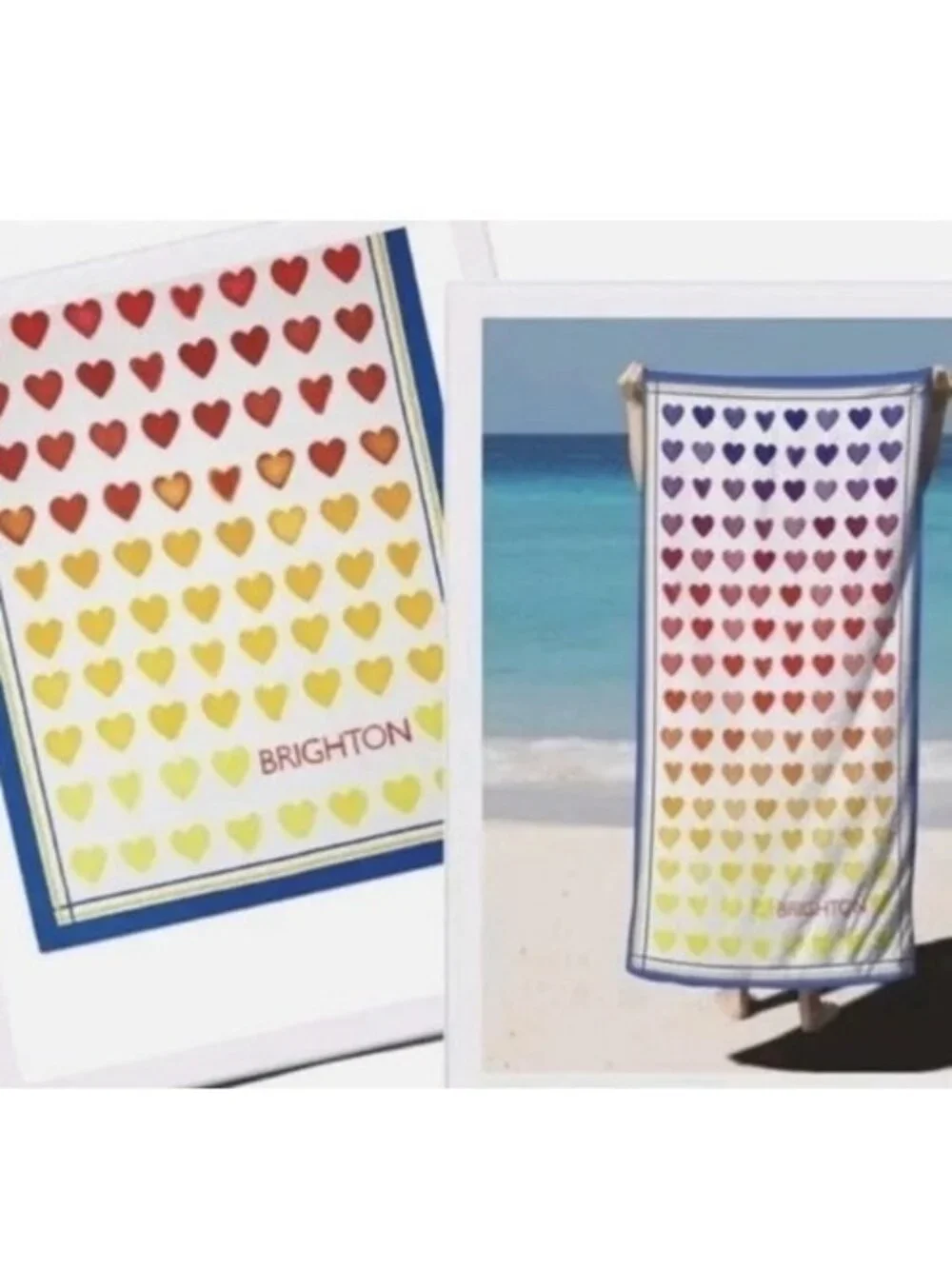 Lot of 2  Brighton Beach Towel Ombré Heart 60” X 30” Pool Summer NEW IN PACKAGE